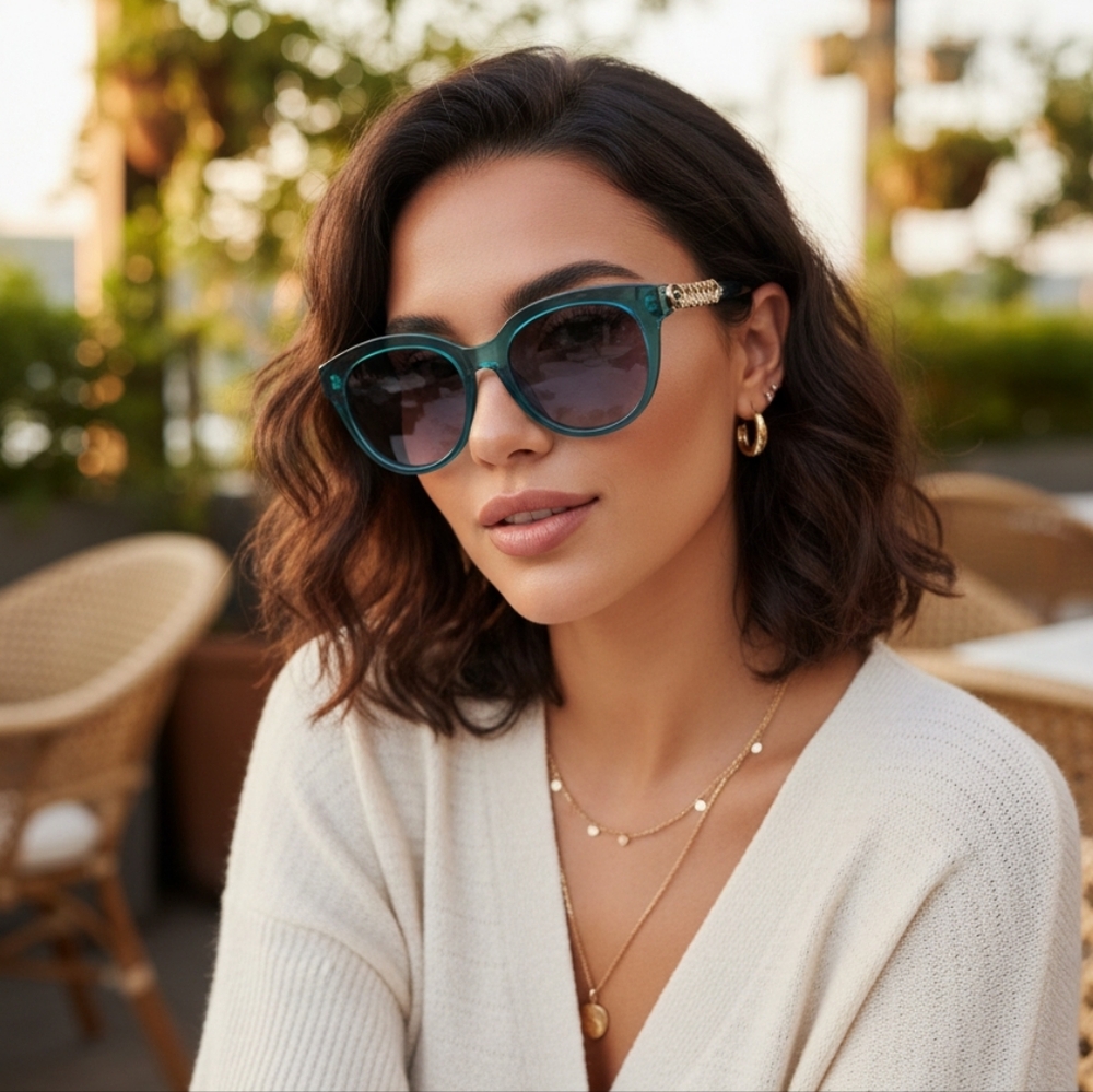 SOLD NEW GUESS GF 6004 92B CRYSTAL TEAL GRADIENT AUTHENTIC DESIGNER SUNGLASS - Picture 1 of 7